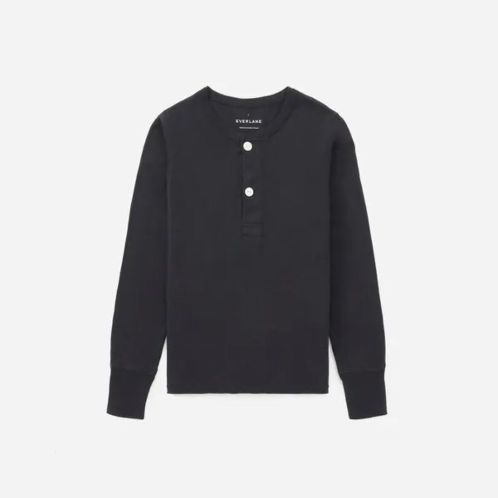 Everlane ReCotton Henley in Black XL